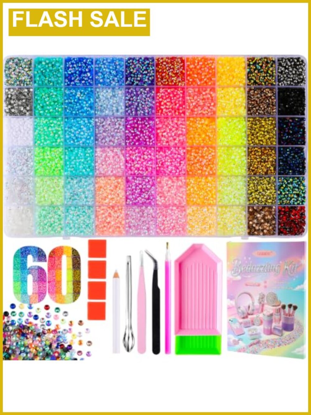 48000Pcs 60 Colors Resin Rhinestone Bedazzling Kit DIY Craft